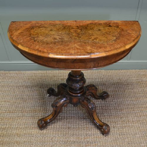Figured Burr Walnut Victorian Antique Card / Games Table