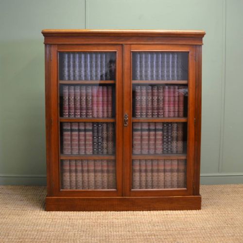 Quality Victorian Walnut Antique Glazed Bookcase
