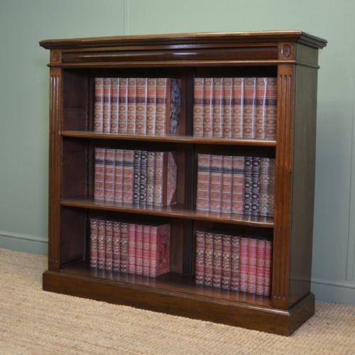 Large Edwardian Walnut Antique Open Bookcase