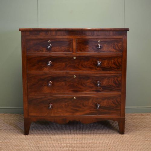 Large Flamed Mahogany Victorian Antique Chest of Drawers