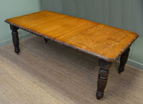 Large Solid Oak Victorian Antique Extending Dining Table