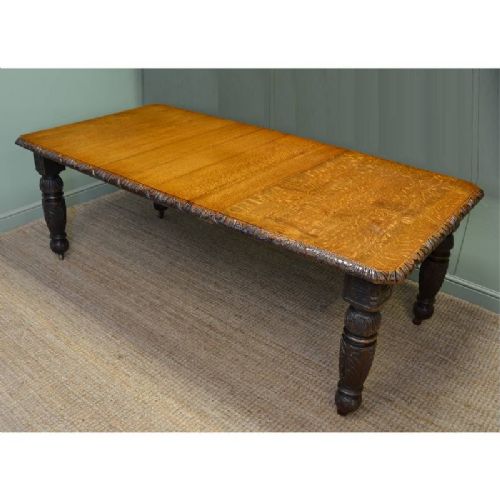 fig 1. Large Solid Oak Victorian Antique Extending Dining Table