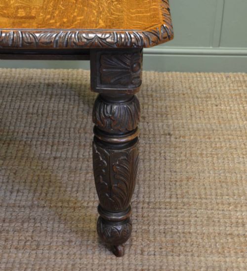 fig 2. Large Solid Oak Victorian Antique Extending Dining Table