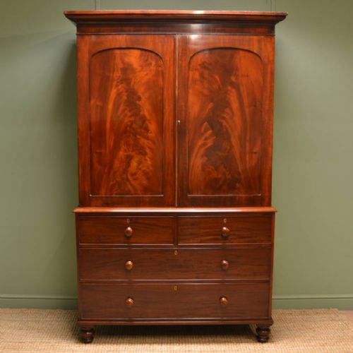 Quality Figured Mahogany Antique Regency Linen Press
