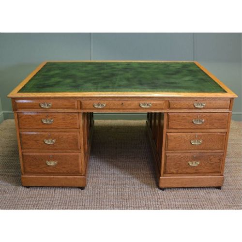 fig 1. Huge Antique Victorian Oak Executive Office Desk