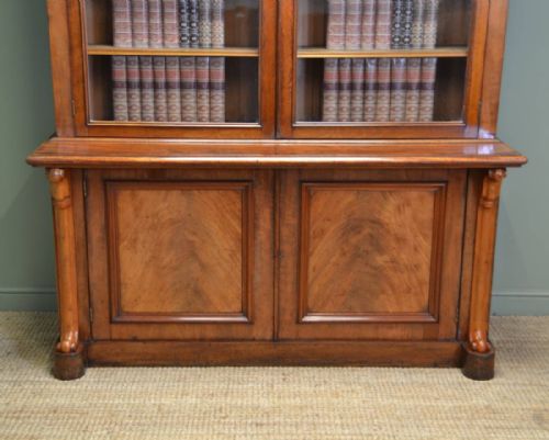 fig 1. Superb Quality Large Victorian Figured Mahogany Antique Bookcase
