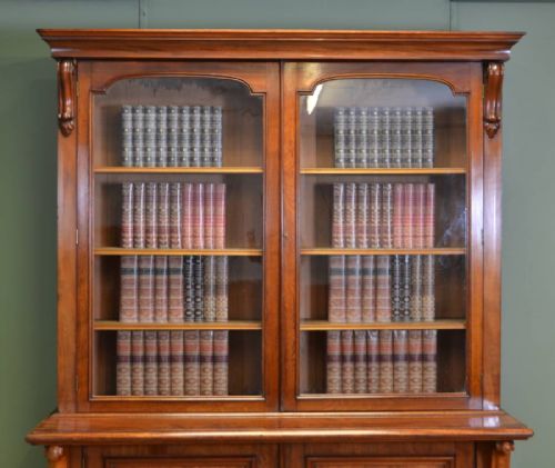 fig 2. Superb Quality Large Victorian Figured Mahogany Antique Bookcase