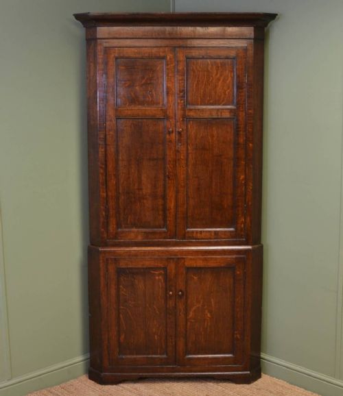 Country Regency Antique Oak Floor Standing Corner Cupboard