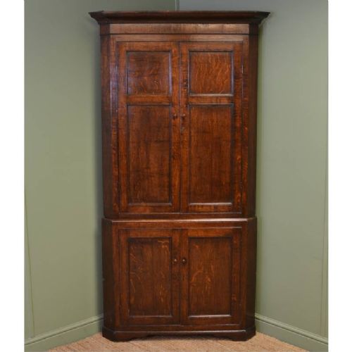 fig 1. Country Regency Antique Oak Floor Standing Corner Cupboard