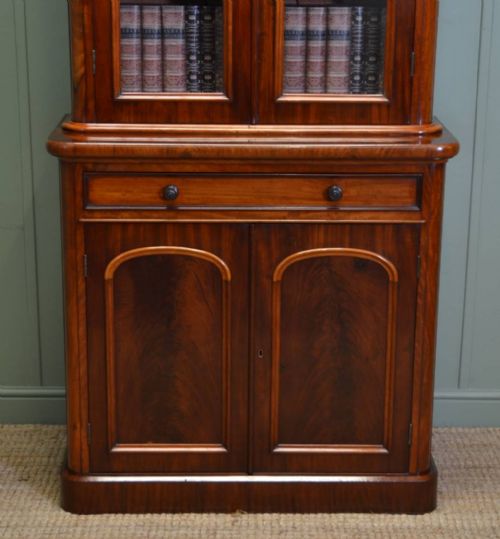 fig 2. Fabulous Quality Unusual Pair Of Victorian Mahogany Antique Bookcases