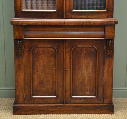 fig 1. Beautifully Figured Walnut Victorian Antique Bookcase