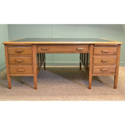 fig 1. Magnificent Quality Golden Oak Large Antique Partners Desk
