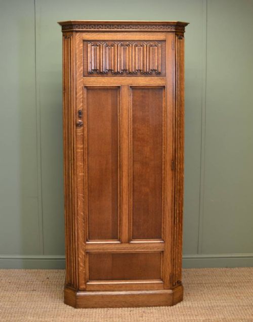 Quality Golden Oak Antique Hall Wardrobe