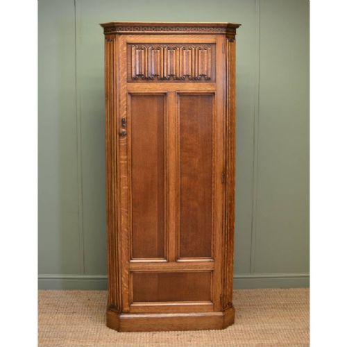 fig 1. Quality Golden Oak Antique Hall Wardrobe