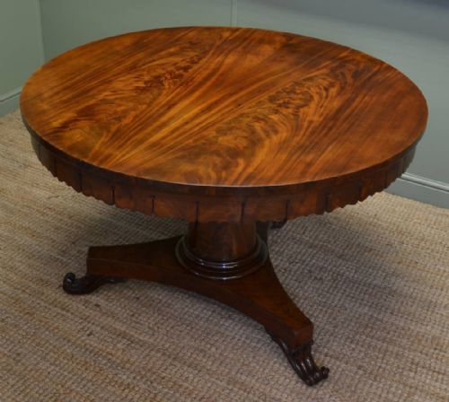 Magnificent Quality William 1v Figured Mahogany Antique Circular / Central Dining Table