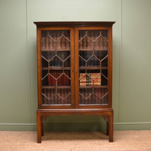 Victorian Mahogany Antique Glazed Bookcase on Stand