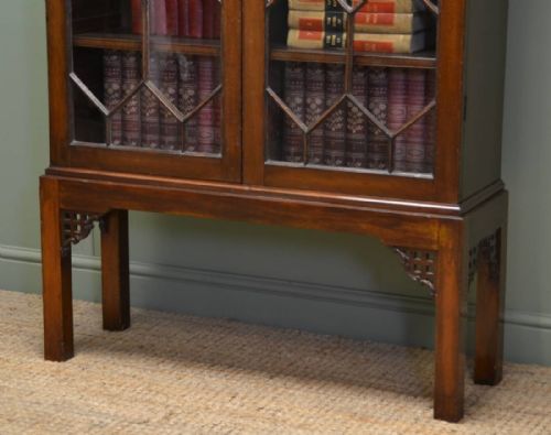 fig 1. Victorian Mahogany Antique Glazed Bookcase On Stand