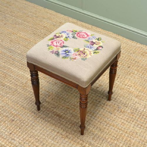 Elegant Victorian Antique Walnut Stool