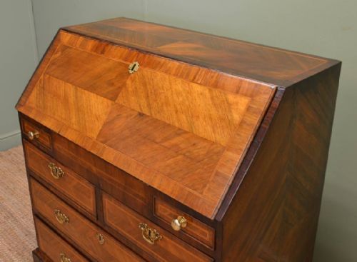 fig 2. Rare Eighteenth Century Figured Walnut Antique Bureau
