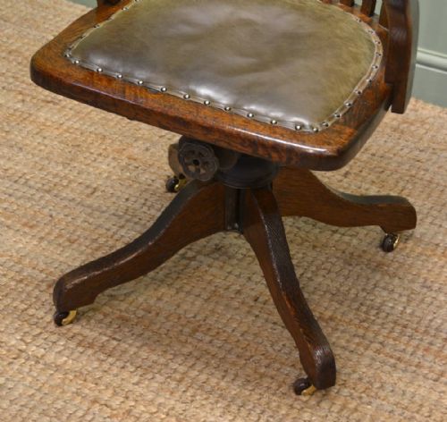 fig 1. Quality Edwardian Oak Antique Swivel Office Chair