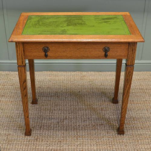 Quality Golden Oak Antique Writing / Hall Table