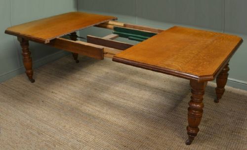 fig 2. Large Victorian Warm Oak Antique Wind Out Extending Dining Table