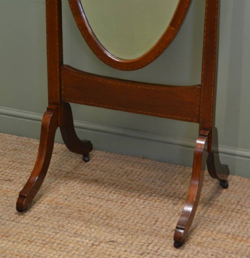 fig 1. Elegant Edwardian Inlaid Mahogany Tilting Cheval Mirror