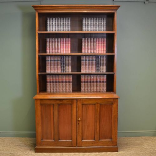 Edwardian Antique Open Bookcase on Cupboard