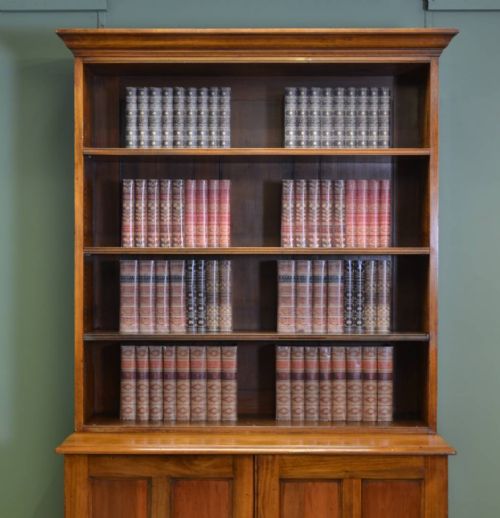 fig 2. Edwardian Antique Open Bookcase On Cupboard