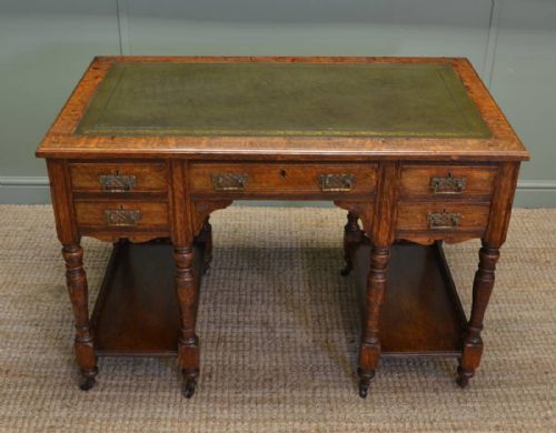 fig 1. Characterful Small Victorian Oak Antique Arts And Crafts Antique Desk