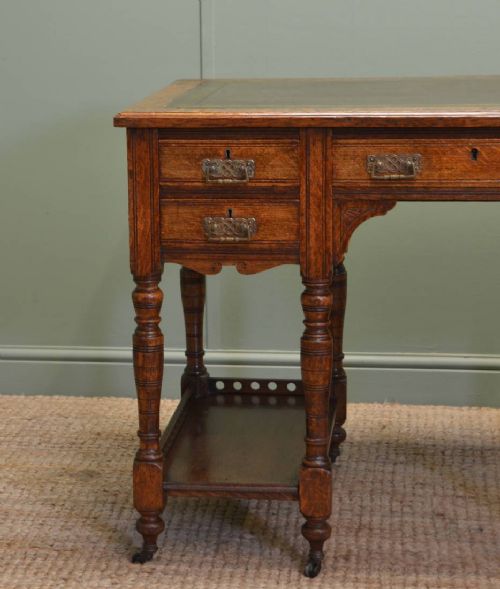fig 2. Characterful Small Victorian Oak Antique Arts And Crafts Antique Desk