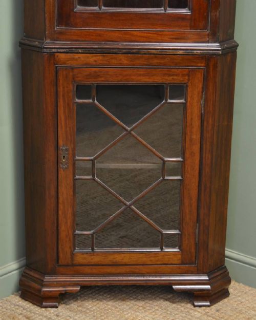 fig 1. Georgian Antique Glazed Mahogany Floor Standing Antique Corner Cupboard