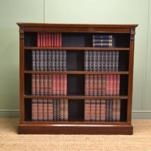 Quality Victorian Walnut Antique Open Bookcase