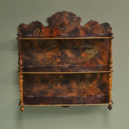 
Unusual Victorian Painted Wall Hanging Antique Display Shelf 
