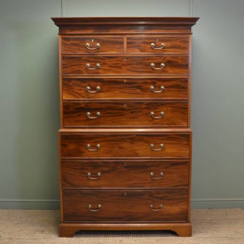 Magnificent Quality Figured Mahogany Edwardian Antique Chest on Chest