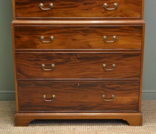 fig 1. Magnificent Quality Figured Mahogany Edwardian Antique Chest On Chest