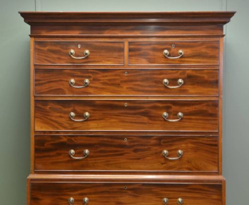 fig 2. Magnificent Quality Figured Mahogany Edwardian Antique Chest On Chest