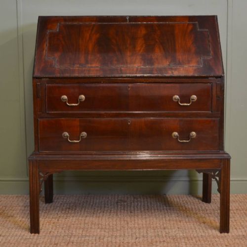 Beautifully Figured Edwardian Mahogany Antique Bureau / Writing Desk