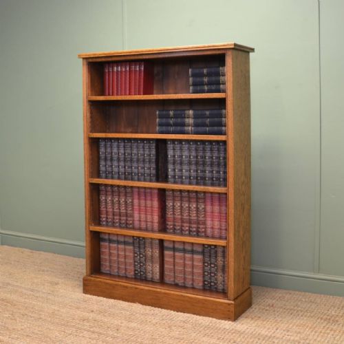 Quality Edwardian Figured Golden Oak Antique Arts & Crafts Open Bookcase