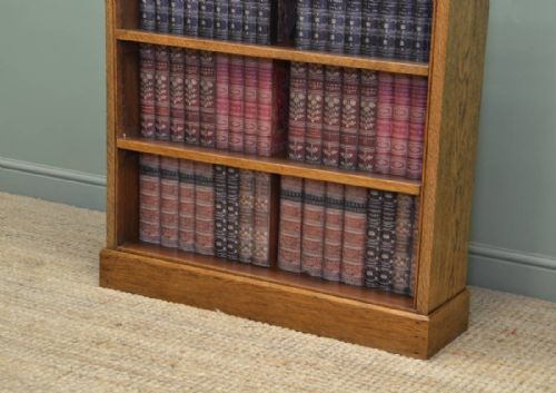 fig 1. Quality Edwardian Figured Golden Oak Antique Arts & Crafts Open Bookcase