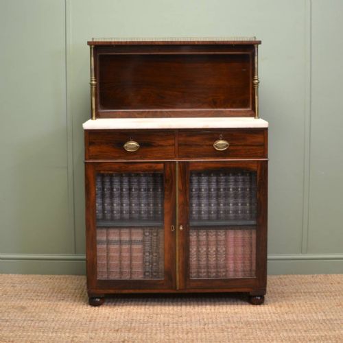 Fine Quality Regency Rosewood Antique Glazed Chiffonier / Bookcase Cabinet