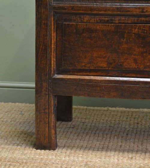 fig 1. Early 18th Century Beautifully Figured Period Oak Antique Coffer.