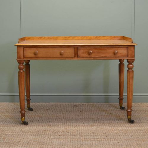 Elegant Quality Satin Birch Writing Table by C Hindley, Late Miles & Edwards
