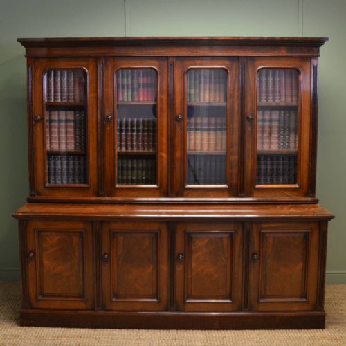 Spectacular Figured Rosewood Victorian Antique Library Bookcase of  Small Proportions