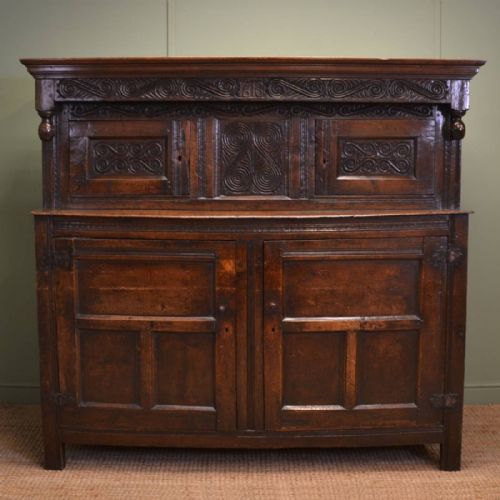 Magnificent Country Oak 17th Century Antique Court Cupboard