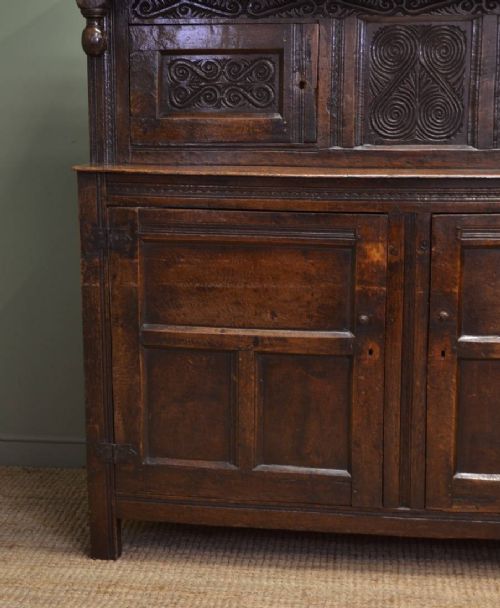 fig 1. Magnificent Country Oak 17th Century Antique Court Cupboard