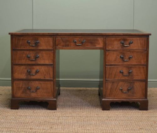 Characterful  Edwardian Walnut Antique Pedestal Desk