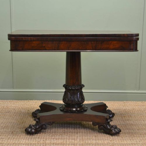 Spectacular Rich Rosewood Regency Antique Games / Console Table with Exquisite Lion Paw Feet