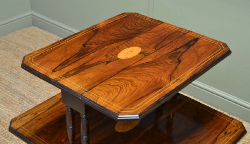 fig 2. Elegant Inlaid Figured Rosewood Antique Victorian Double Sutherland Table
