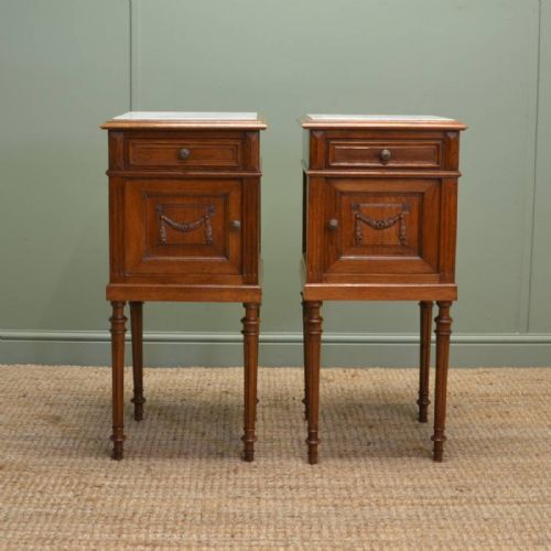 Quality Pair of  French Oak Antique Edwardian Side Cabinets